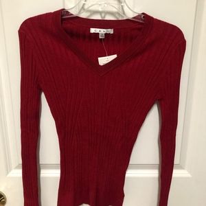 CAbi Red Ribbed Fitted Sweater - Ladies Size M